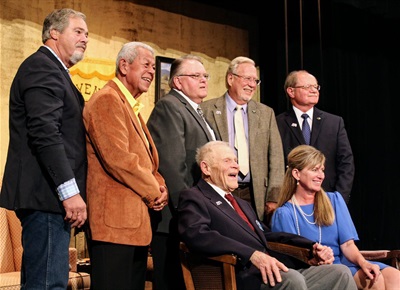 Former Cheyenne Mayors during City's 150 year celebration. Standing from L-R: Gary Schaeffer, Leo A. Pando, Jack R. Spiker, Don Erickson, Richard L. Kaysen. Sitting from L-R: Bill Nation and Marian Orr Former Cheyenne Mayors during City's 150 year celebration. Standing from L-R: Gary Schaeffer, Leo A. Pando, Jack R. Spiker, Don Erickson, Richard L. Kaysen. Sitting from L-R: Bill Nation and Marian Orr