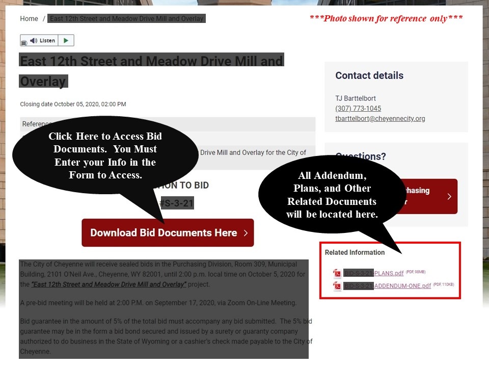 Screen Shot of Bid Page with How-To Guide Info
